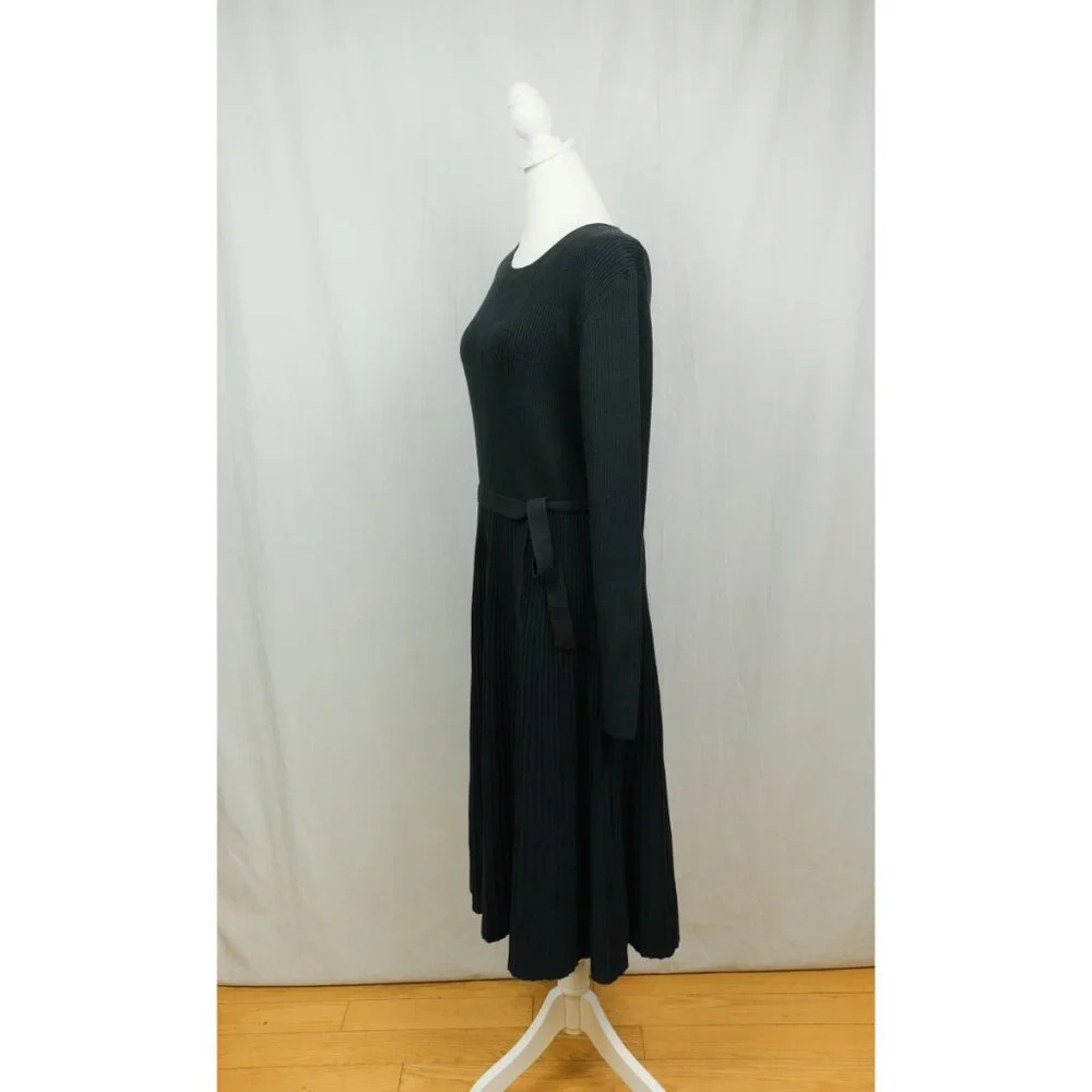 Boden Pleated Knit Dress Navy Size 16-18 Workwear Casual Elegant - Picture 6 of 11